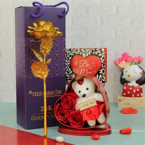 TIED RIBBONS Special Artificial Rose with Teddy Gift Set- Birthday ...