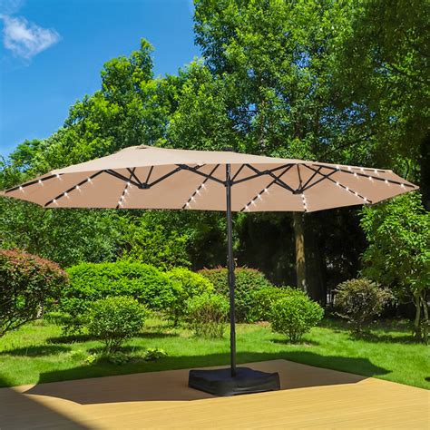 Arlmont & Co. Sirli 15' x 9' Rectangular Lighted Market Umbrella ...