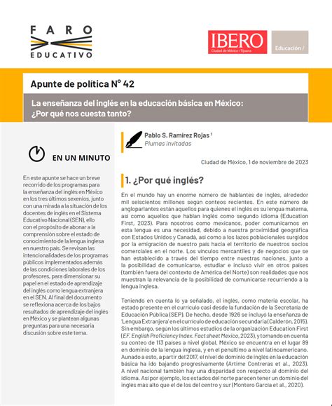 Apunte de política N° 42 La enseñanza del inglés en la educación básica ...