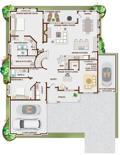 New Home Floor Plans - Grand South Pointe 3 Car Garage