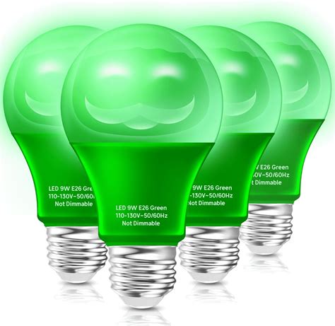 A19 Green Light Bulbs for Halloween Christmas Decorations, 60 Watt ...
