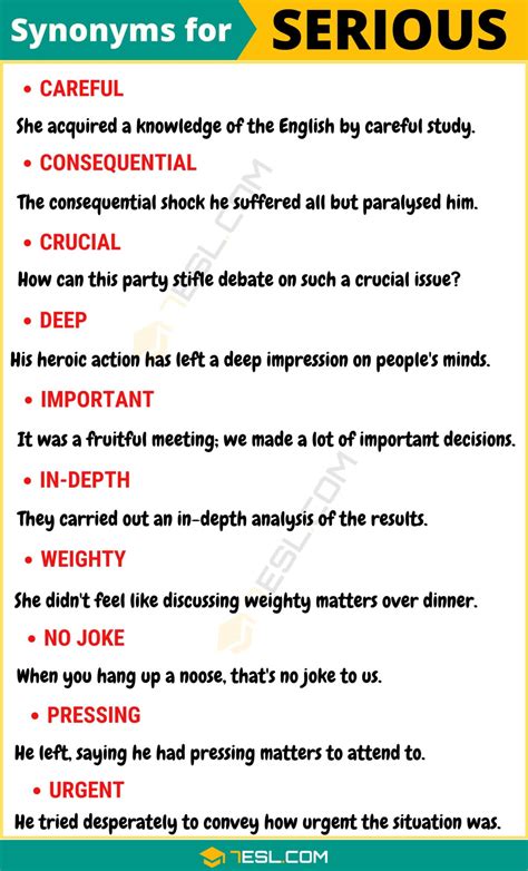 120 Synonyms for "Serious" | Another Word for “Serious” • 7ESL