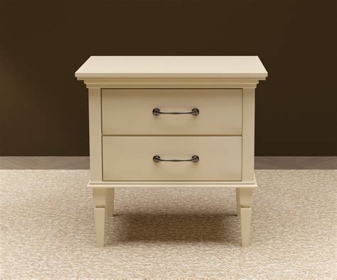 Glossy Ivory Wooden Bedside Table | 10% Off | Wakeup Furniture – Wakeup ...