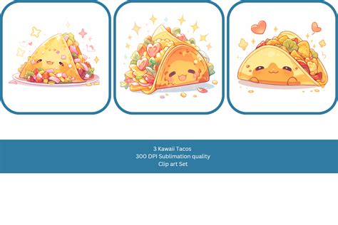 Kawaii Tacos Clip Art Set Gráfico por littleravensartnest · Creative ...