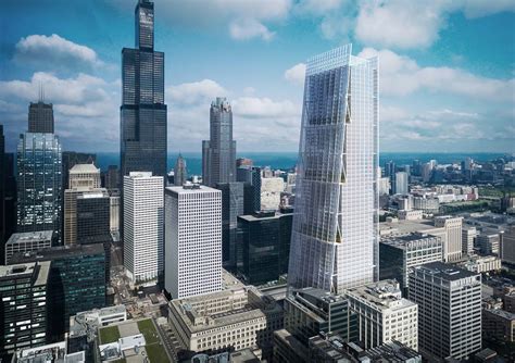 芝加哥市中心的城市景观天际线和摩天大楼办公楼与密歇根湖日落在美国伊利诺伊州芝加哥市。高清摄影大图-千库网