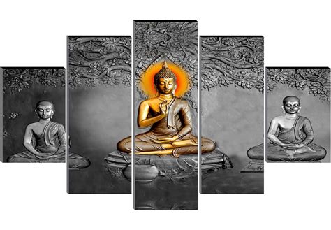 SAF paintings Set of 5 buddha UV textured modern art Religious theme ...