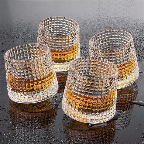 kithome Dancing Whiskey Glass Set of 6 Pcs with Rotable Bottom ...