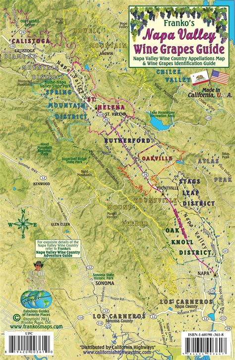 Napa Valley Wine Trail Map NAPA VALLEY CALIFORNIA CA FRAME MAP WINE