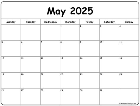 Printable Blank 2025 Calendar
