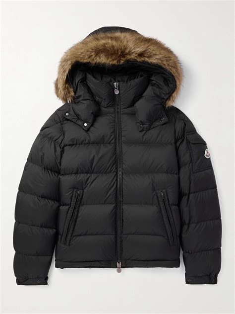 Black moncler jacket with fur hood online