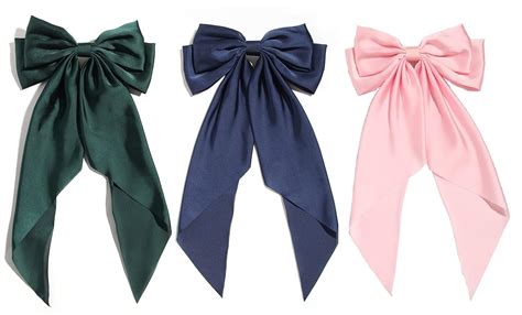 Ash & Roh® Big Satin Layered Hair Bows for Women Girls 11 Inch Barrette ...