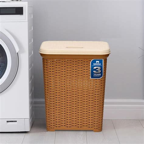 Nilkamal Elegance 35 Litre Laundry Basket with Lid Robust with In-Built ...