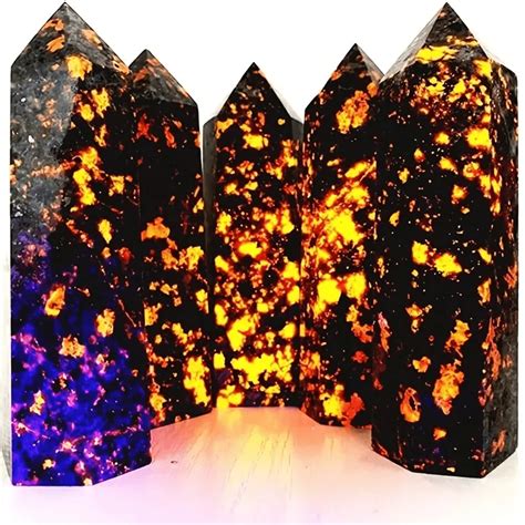 1pc Natural Crystal Yoderite Flame Stone Energy Column Rainbow Tower ...