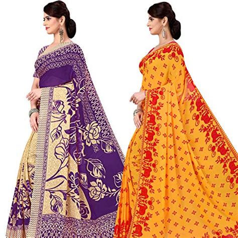 Buy Anand Women's Combo of Georgette Sarees with Blouse Piece(Pack/Set ...