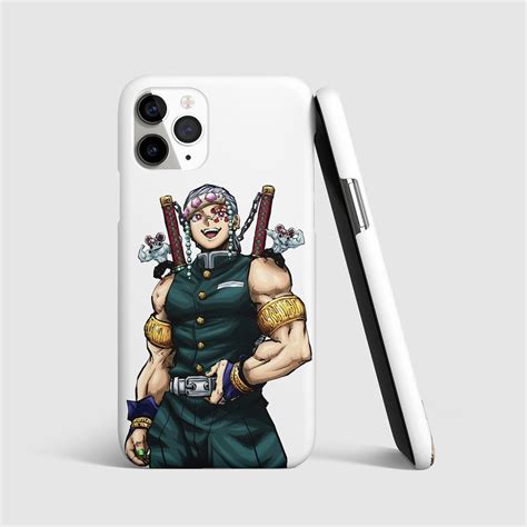 Striking artwork of Uzui Tengen on white phone cover.
