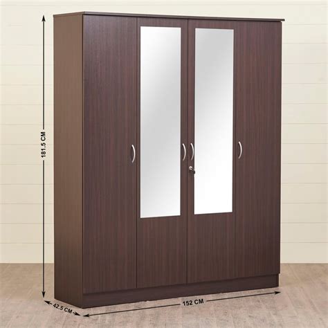 Buy Arvis 4-Door Wardrobe with Mirror - Brown from Home Centre at just ...