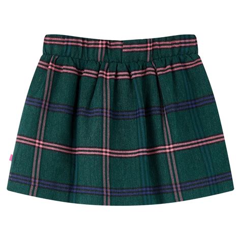 vidaXL Kids' Skirt Plaid Pattern Dark Green 92 | vidaXL.ie