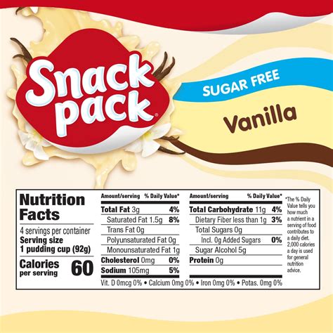 Jello Sugar Free Vanilla Pudding Nutrition Label at David Bolin blog