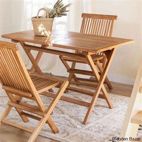 Carla Contemporary Classic Pira Folding 2 Seater Dining Set – Wooden Bazar
