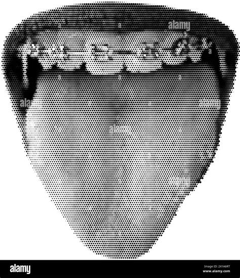 Halftone dotted open mouth with tongue and braces. Vector textured female lips, teeth for y2k ...