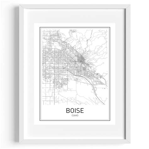 MotivatedWallArt Modern Minimalist Boise City Map Poster - Unframed ...