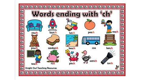 Words ending in 'ch' Word Mat