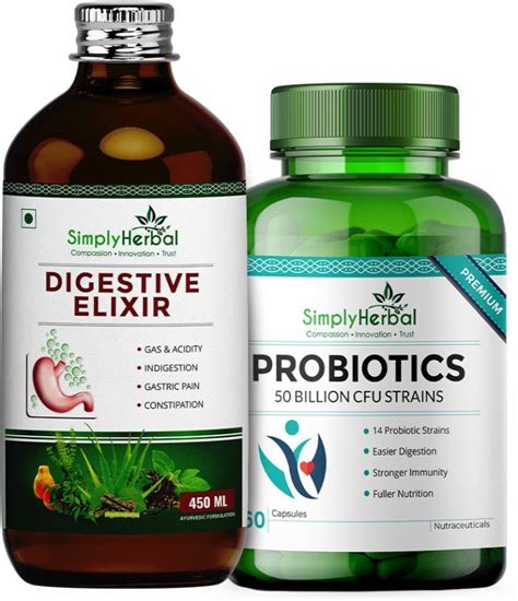 Simply Herbal Digestive Syrup with 37 Digestion Enzymes & Probiotics ...