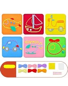 6 PCS Threading Toys for Kids, Transportation Themed Sewing Kit for ...