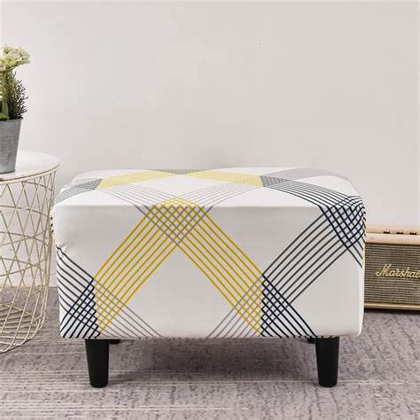 Chair Cover Stretch Ottoman Cover Rectangular Storage Ottoman Slipcove ...