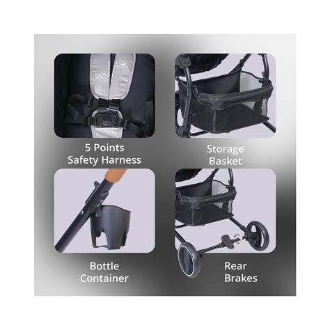 R for Rabbit Paradise 2 in 1 Baby Stroller cum Carry Cot (Grey black)