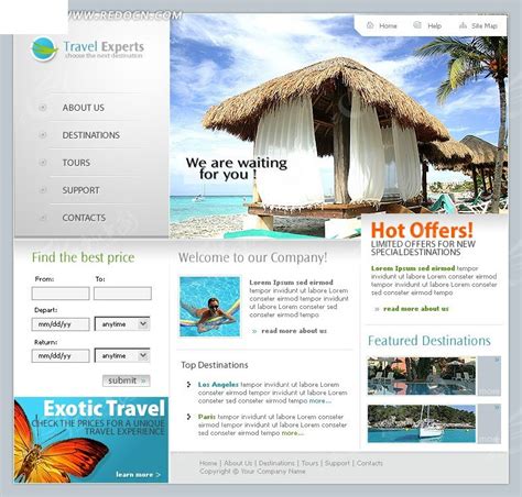 欧美旅游网页设计模板(2249)源码素材免费下载_红动网