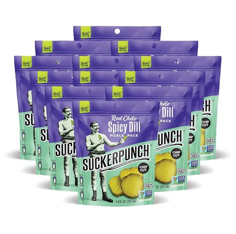 Amazon.com : SuckerPunch Red Chile Spicy Dill Pickle Chips, Hot, Spicy Gluten Free Pickles ...