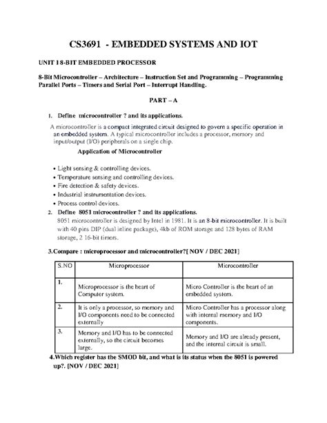 CS3691- Embedded- System-AND-IOT (1) - CS3691 - EMBEDDED SYSTEMS AND ...