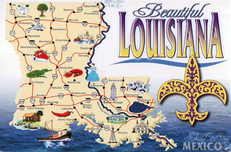 Large tourist map of Louisiana state | Louisiana state | USA | Maps of the USA | Maps collection ...