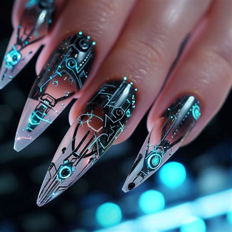 High Tech Futuristic Nail Art | Punk nails, Stylish nails art, Stylish ...