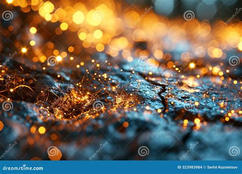 Quantum Mechanics, Scientific Technology. the Orange Blue Concept Emits a Dynamic Electric Glow ...