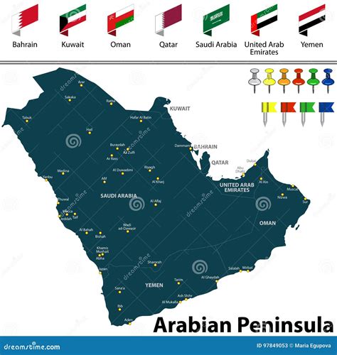 Arabian Peninsula Political Map Vector Illustration | CartoonDealer.com ...
