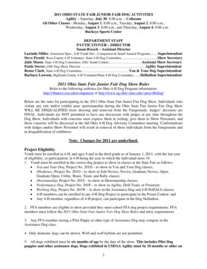 Fillable Online 4hansci osu 2011 Ohio State Fair Junior Fair Dog Show ...
