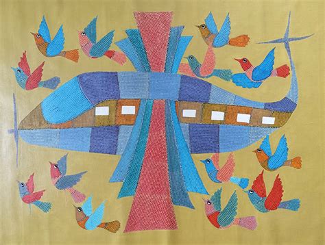 Buy Gond Airplanes and Birds painting