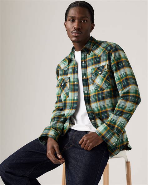 Classic Standard Fit Western Flannel Shirt - Black | Levi's® US