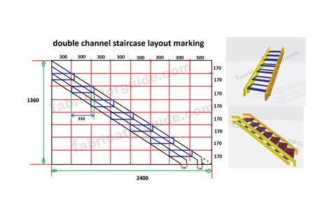double channel staircase layout marking | structural staircase layout ...