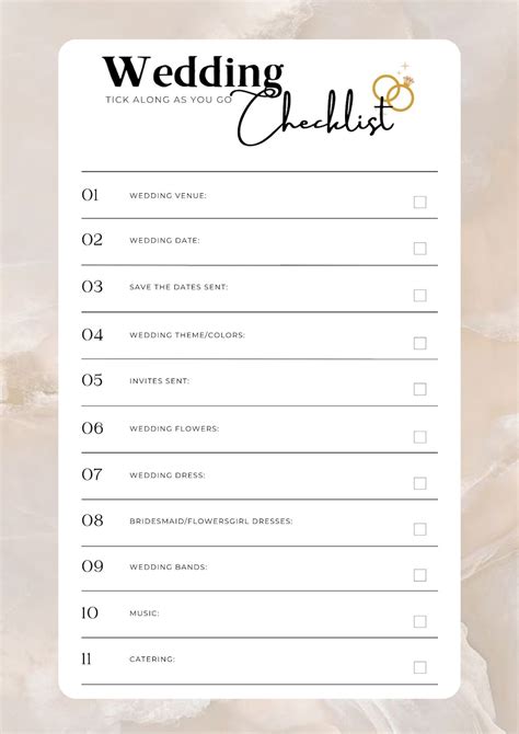 Image result for Downloadable Printable Wedding Checklist