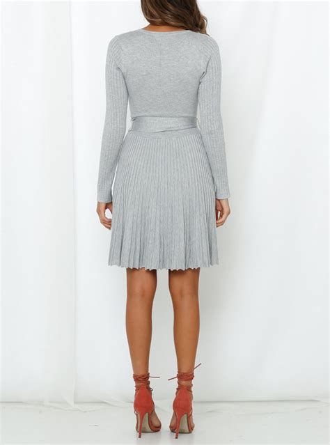 R.Vivimos Women's Autumn Long Sleeve V Neck Elegant Knitted Slim Knee ...