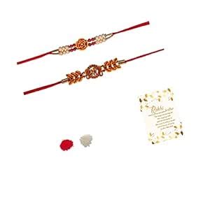 Traditional Rajasthani rakhi for brothers, 2 rakhi set with greeting ...