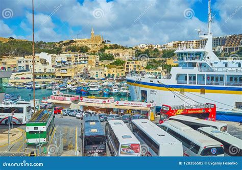The Busy Ferry Terminal on Gozo Island, Malta Editorial Photography ...