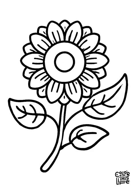 Easy flower coloring page - Color This Life