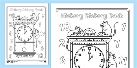 Hickory Dickory Dock Colouring Page | Nursery Rhymes | EYFS