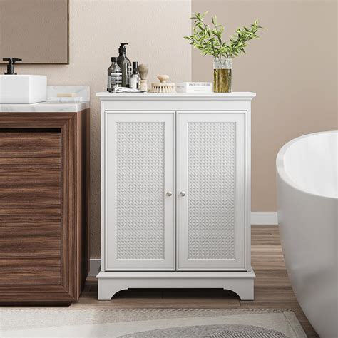 Amazon.com: Morwdxef White Bathroom Floor Cabinet, Modern Freestanding ...