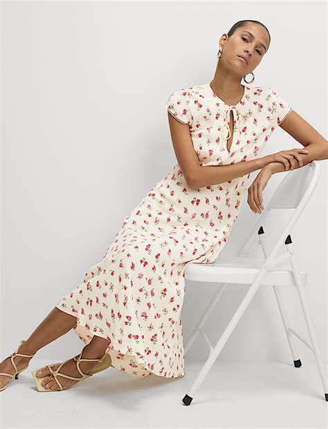 Buy Floral Tie Neck Midaxi Tea Dress at Marks & Spencer