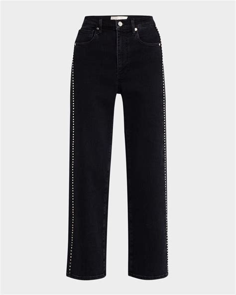 FRAME Le Sleek Straight Studded Jeans | Neiman Marcus
